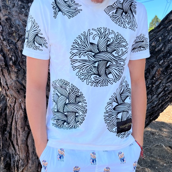 LOUIS VUITTON CHRISTOPHER NEMETH AUTHENTIC MEN T SHIRT WHITE LOVE ROPE TIE KNOT - Picture 11 of 16